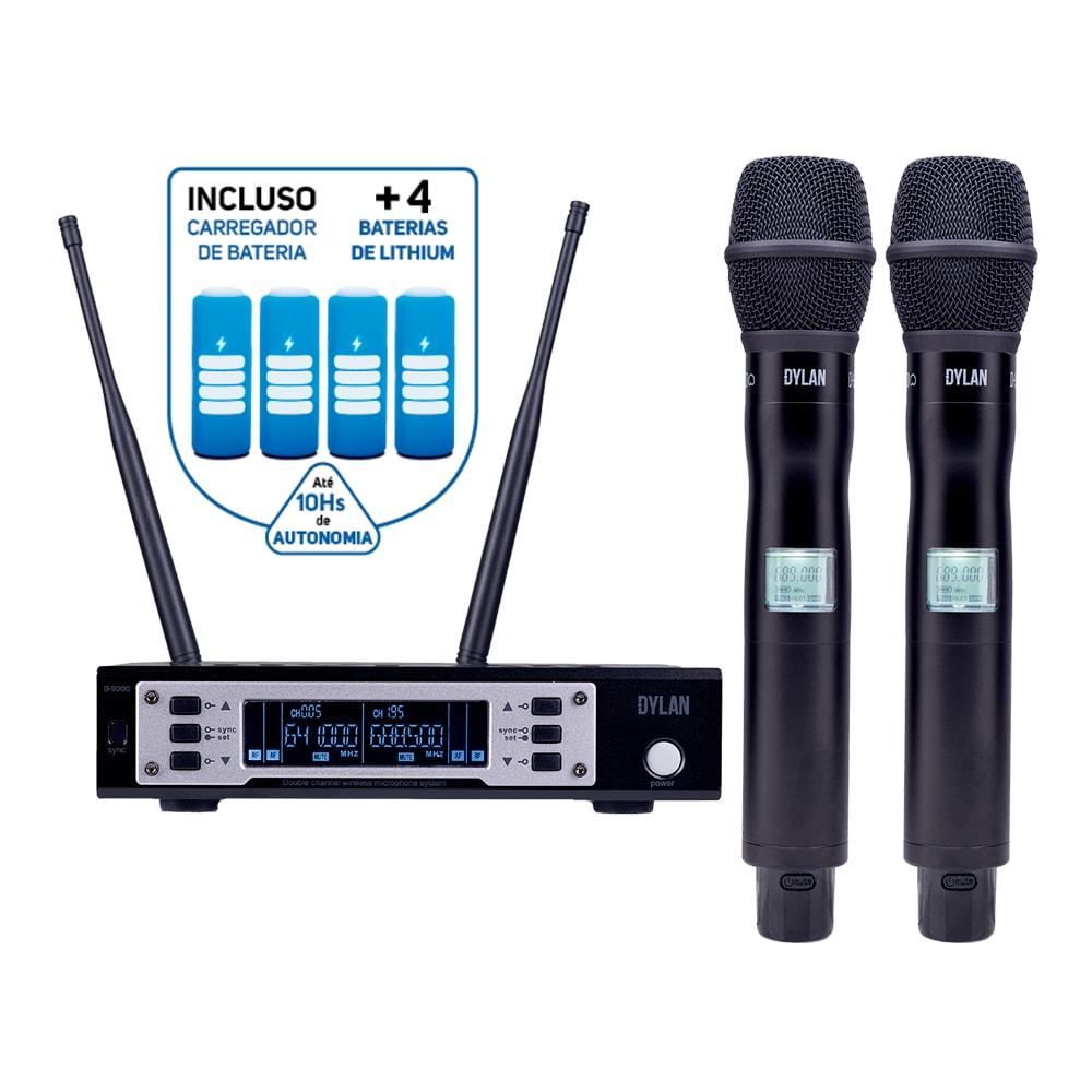 MICROFONE DYLAN S/ FIO DUPLO D-9000S POWE...